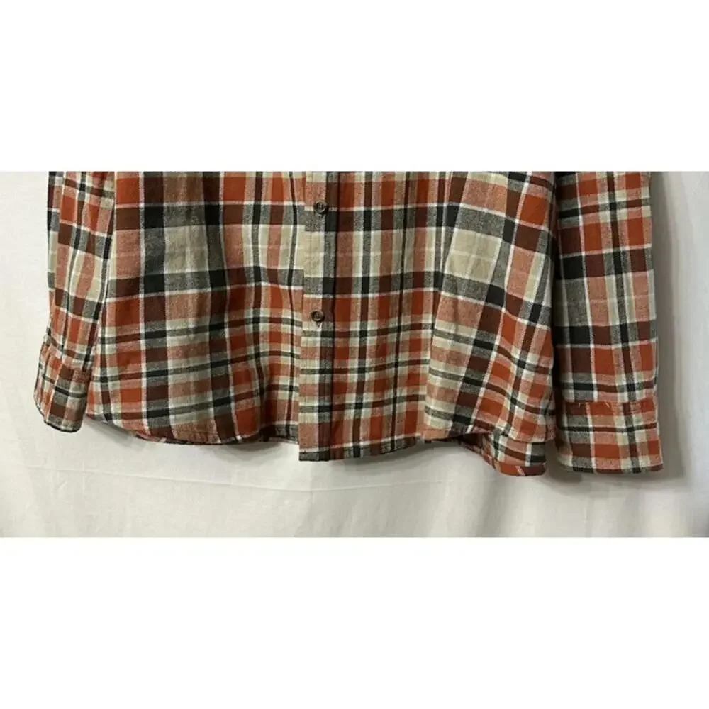 NWT Eddie Bauer Mens Long Sleeve Clay Cotton Plaid Button Flannel Shirt Size 2XL